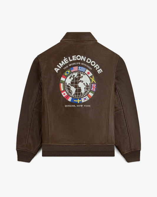 Aime Leon Dore World's Borough Leather Flight Jacket