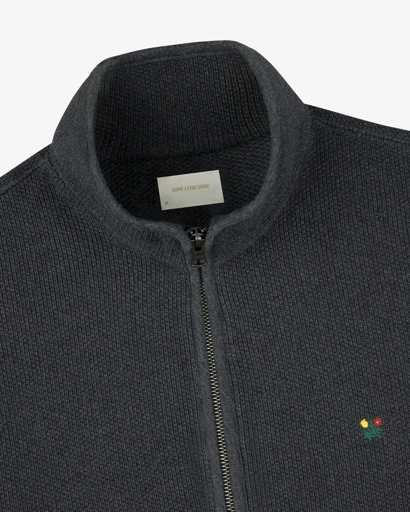 Aime Leon Dore Crest Piqué Half-Zip Pullover Charcoal
