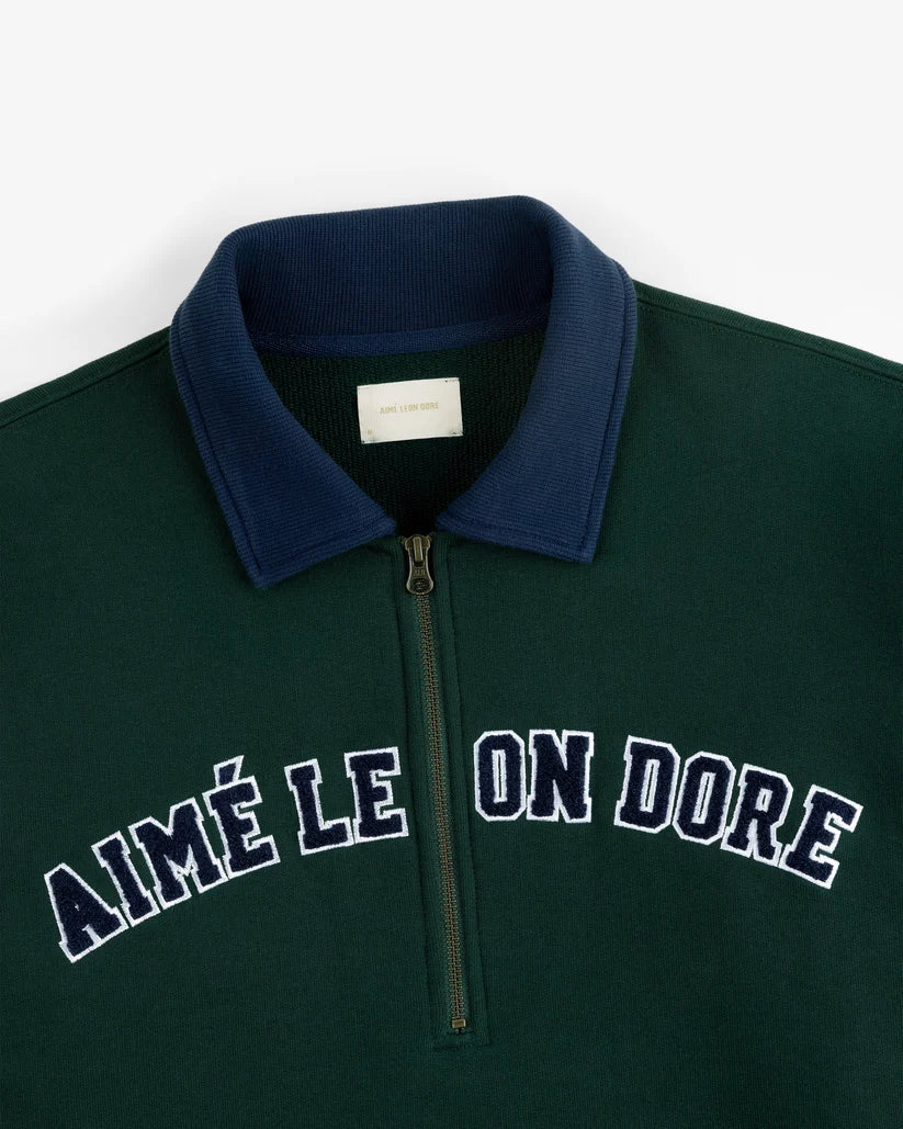 Aime Leon Dore Collegiate Quarter Zip Pullover Pine Groove