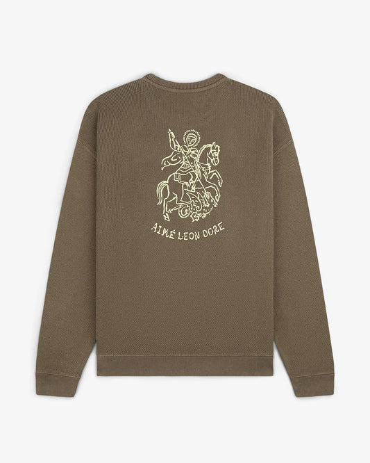 Aime Leon Dore Saint George Piqué Crewneck Sweatshirt Mudy