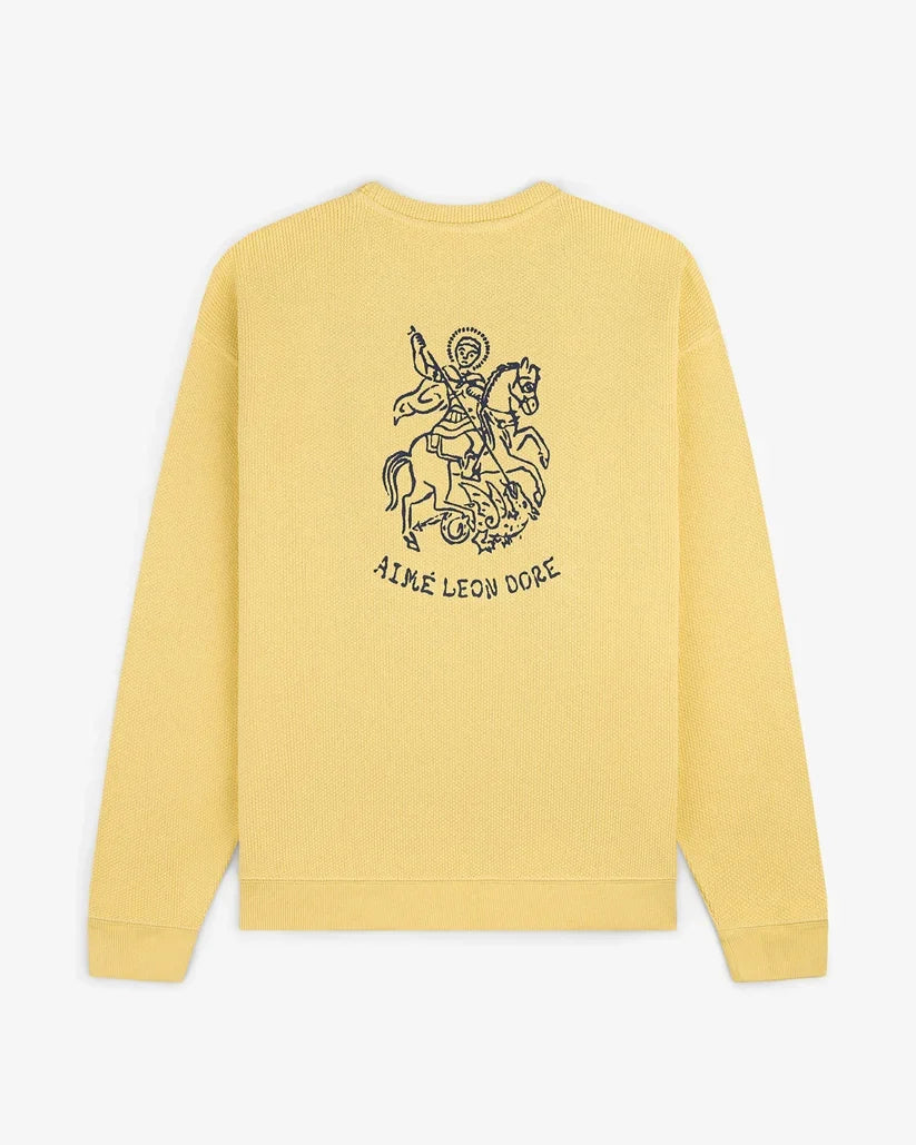 Aime Leon Dore Saint George Piqué Crewneck Sweatshirt Yellow