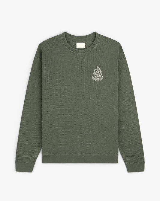 Aime Leon Dore Saint George Piqué Crewneck Sweatshirt Thyme