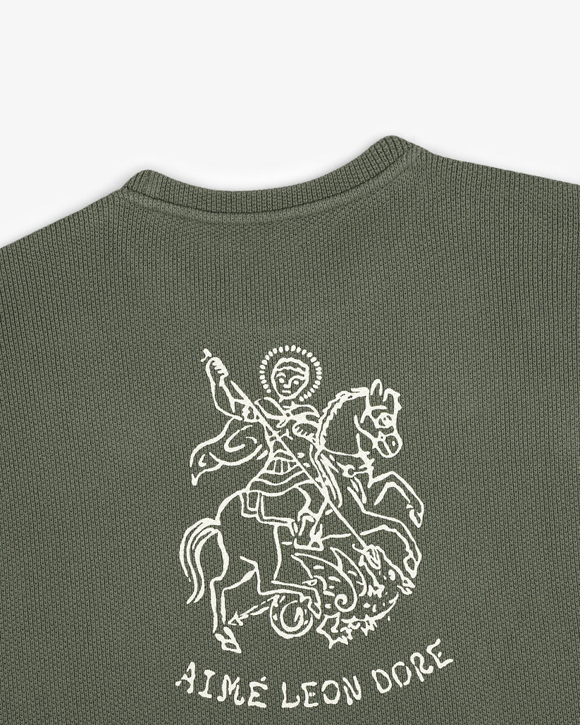 Aime Leon Dore Saint George Piqué Crewneck Sweatshirt Thyme