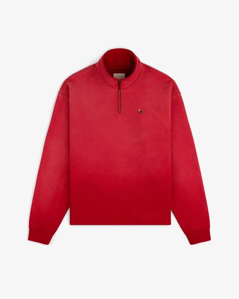 Aime Leon Dore Sun Faded Crest Quarter Zip Barbados cherry