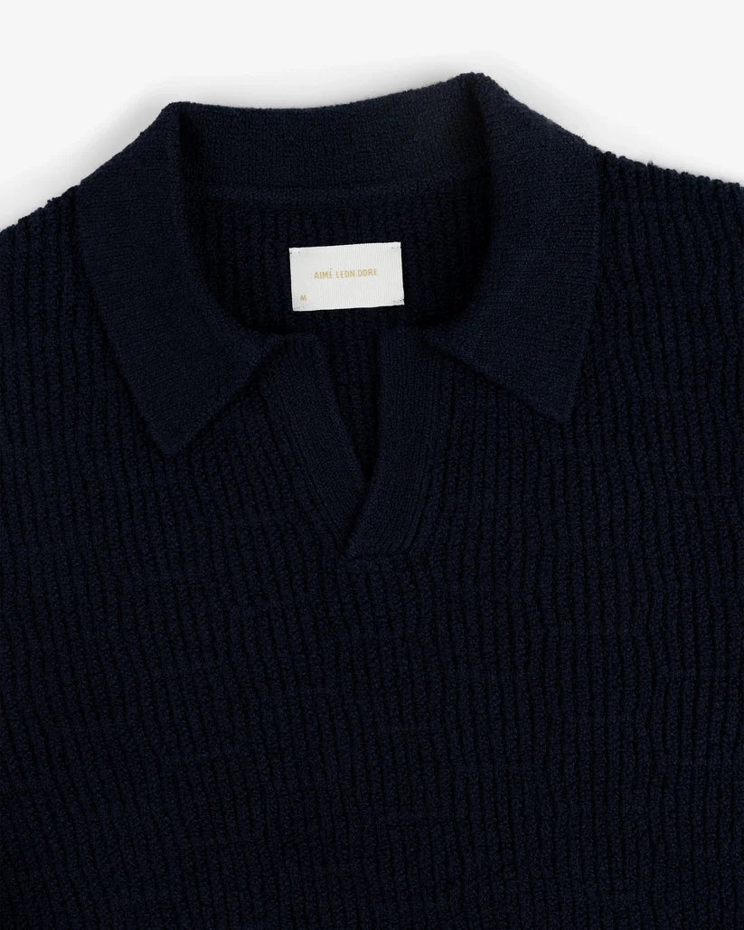 Aime Leon Dore Long-Sleeve Boucle Polo Navy