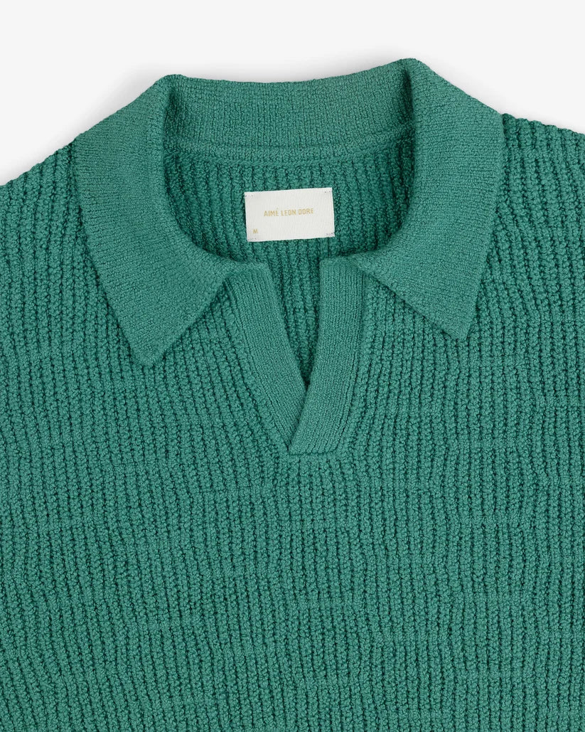 Aime Leon Dore Long-Sleeve Boucle Polo Pine Green