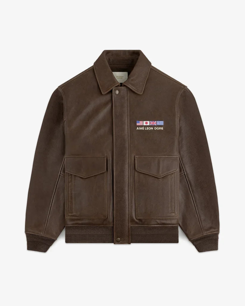 Aime Leon Dore World's Borough Leather Flight Jacket