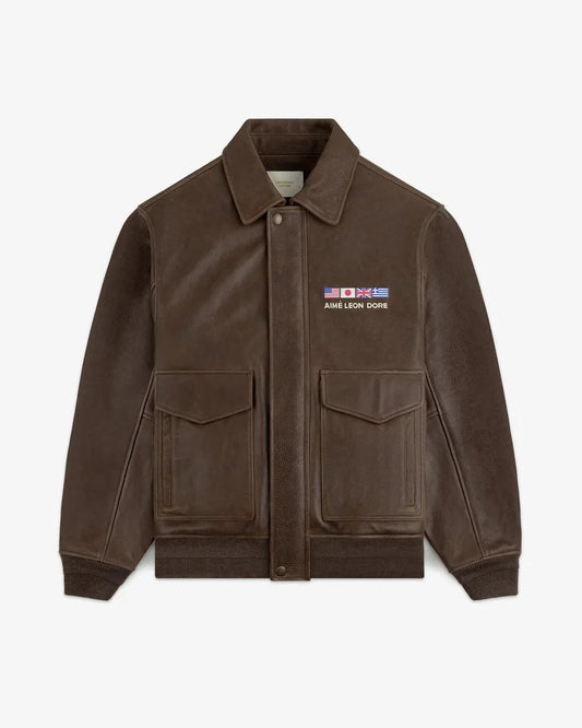 Aime Leon Dore World's Borough Leather Flight Jacket