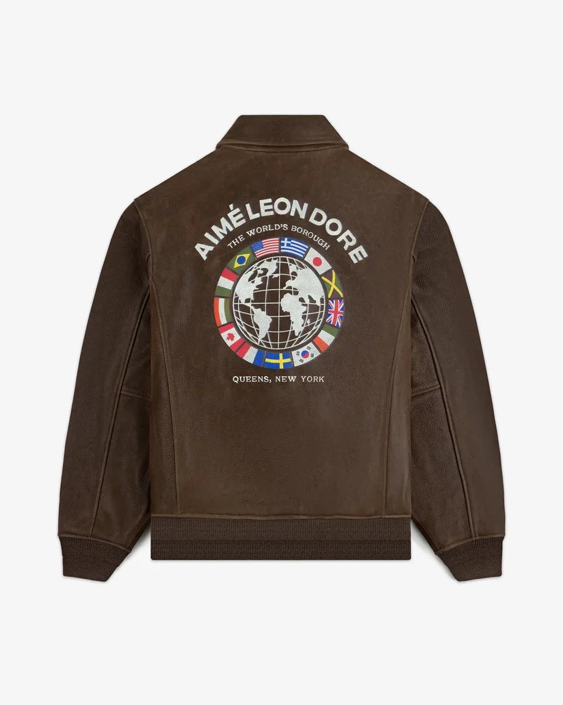 Aime Leon Dore World's Borough Leather Flight Jacket